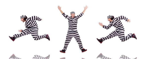 Prison inmate isolated on the white background