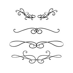 vector design element, beautiful fancy curls and swirls divider or underline design, black ink lines. Can be placed on any color. Wedding design element.