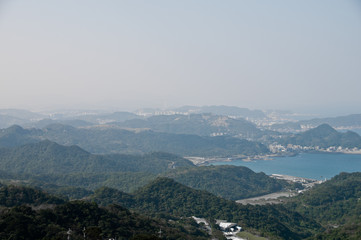 Obraz premium Mountain lookout view above forest