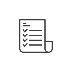 Checklist outline icon. linear style sign for mobile concept and web design. List paper simple line vector icon. Symbol, logo illustration. Pixel perfect vector graphics