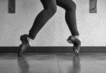 Black and white version of Tap shoe Toe Stand in Tap Class