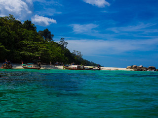 Tranquil blue sea with exotic island Andaman sea