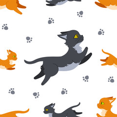 Leaping cats seamless pattern