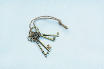 Vintage keys with white background