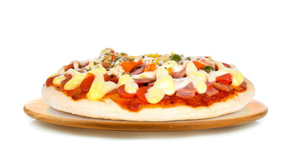 Pizza Ham on white background