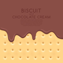 Biscuit Background with Cocoa Milk Cream : Vector Illustration