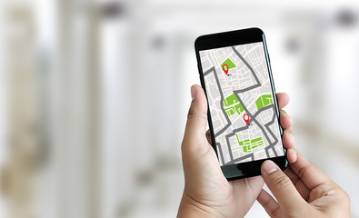 GPS Map to Route Destination network connection Location Street Map with GPS Icons  Navigation