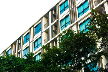 Real estate modern condominium window blue sky
