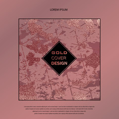 Gold Metallic glossy texture. Rose quartz pattern. Abstract shiny background. Luxury sparkling background.