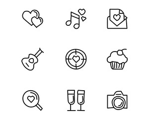 love icon set design illustration, hand drawn style design, designed web and app