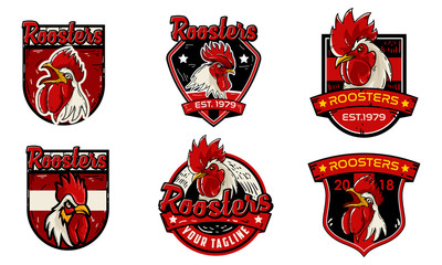 set rooster chicken logo badge design © ikhsanhidayat