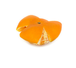 big, ripe, bright, tangerine on a white background, juicy fruit on the isolated background. mandarin