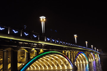 Colored lights and bridge