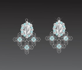 earrings diamond flower shape vector illustration