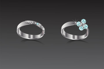 Rings bronze with white and  turquoise diamond