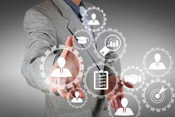  business man with an open hand as showing something