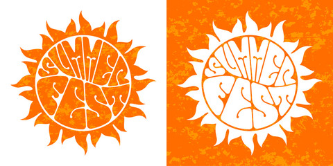 Summer festival logo set. Hand-sketched lettering. Retro style vector design.