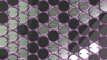 Blank black badges on purple background