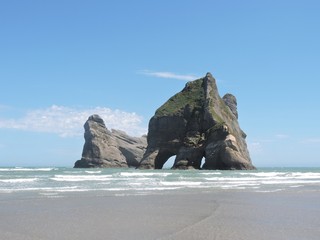 Artful rock formations at the beach, Archway Islands, New Zealand