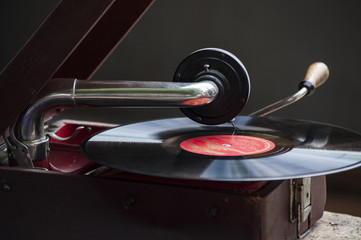 old gramophone with records