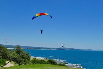 Paragliding of  Long Reef headland in Sydney