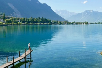 Lake Geneva and mountains near Geneva