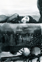 Melancholie. Landschaft. aquarellillustration © Anna Ismagilova