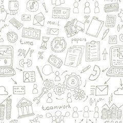 business hand drawn vector pattern. seamless vector background