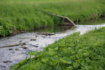 water cascades in a little river