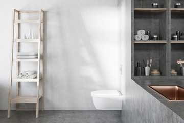 Fototapeta na wymiar White and gray bathroom sink and toilet