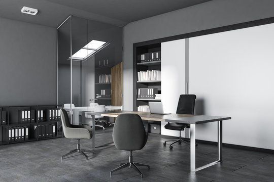 Gray and white modern office interior