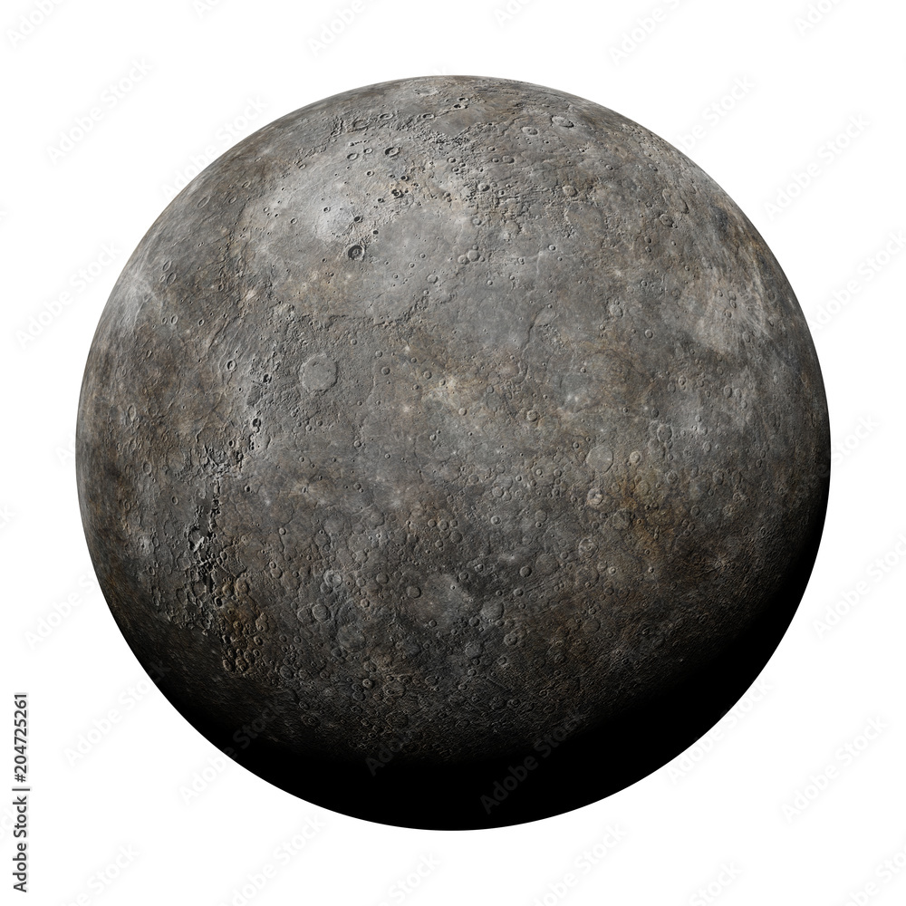 Wall mural planet mercury isolated on white background