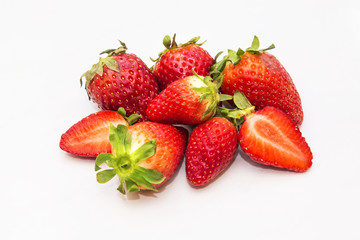 set of strawberries isolated on white