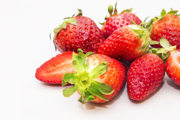 set of strawberries isolated on white