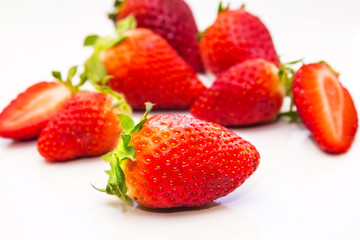 set of strawberries isolated on white