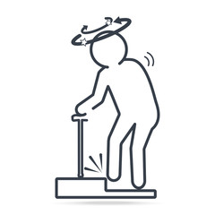 Dizziness elderly man icon. old people icon. Medical sign simple line illustration