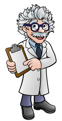 Scientist Cartoon Character Holding a Clipboard