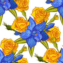 Fototapeta na wymiar vector seamless flower pattern for cards, textiles, backgrounds