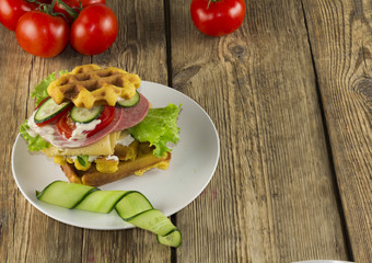 waffles with vegetables for breakfast