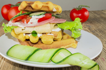 waffles with vegetables for breakfast