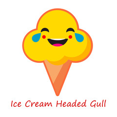 Banner Emotions Ice Cream. Cute cartoon. Vector illustration.