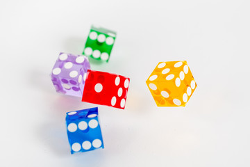 colorful dice on a white background