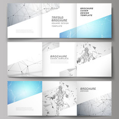 Minimal vector illustration of editable layout. Modern creative covers design templates for trifold square brochure or flyer. Artificial intelligence concept. Futuristic science vector illustration