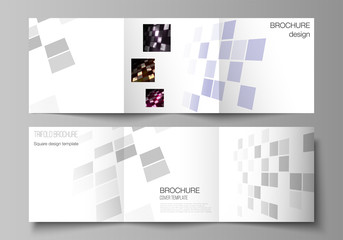 The minimal vector of editable layout. Abstract hi-tech background in perspective. Futuristic digital technology backdrop. Modern covers design templates for trifold square brochure or flyer.