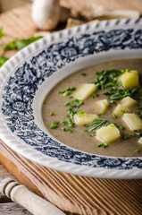 Potato mushrooms garlic soup