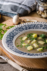 Potato mushrooms garlic soup