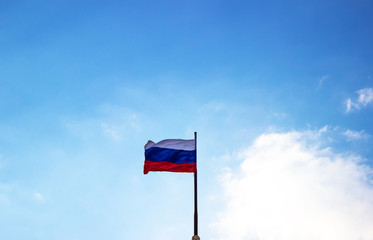 Flag of Russia against the sky