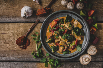 Curry chicken vegetable fresh food