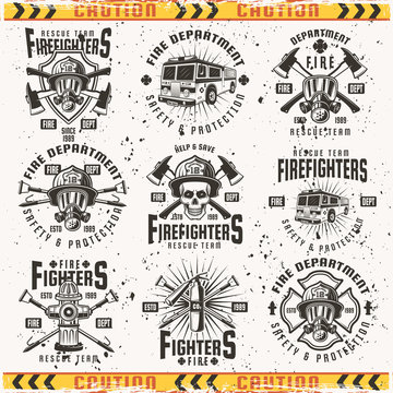 Fire department set of vector vintage emblems