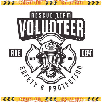 Volunteer vector retro emblem for fire department